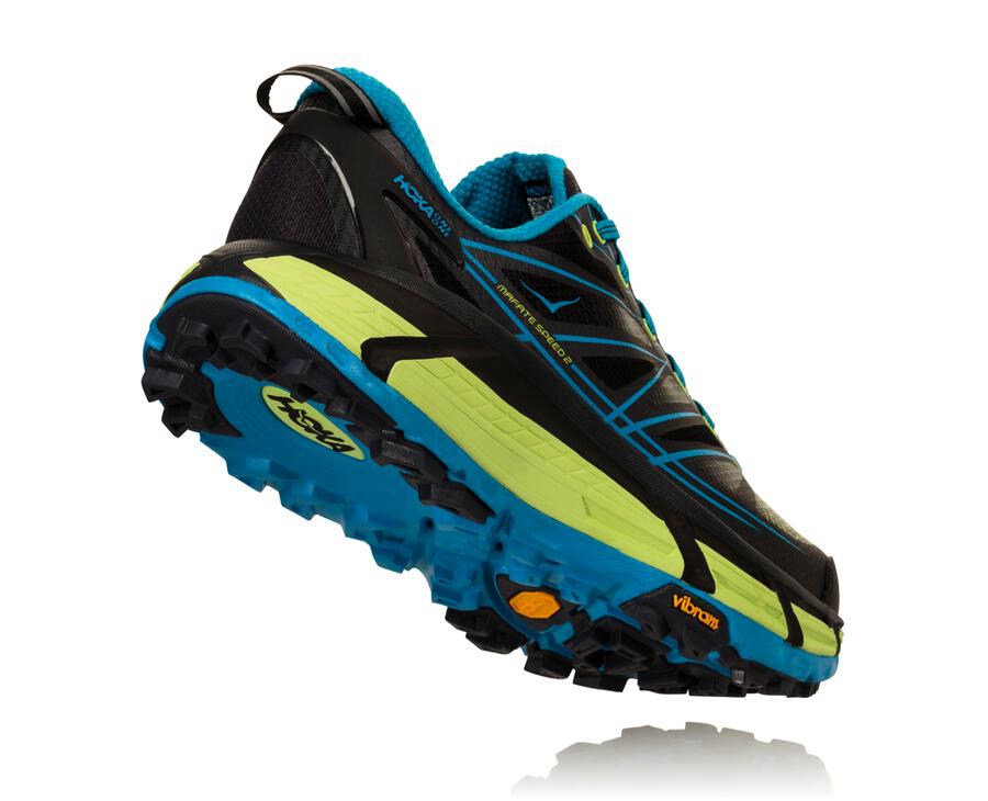 Zapatillas Trail Hoka One One Hombre - Mafate Speed 2 - Negras/Azules - RXS381405